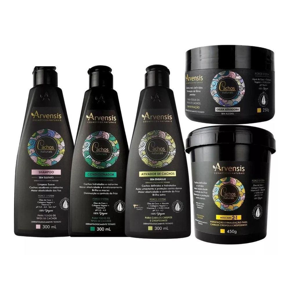 Kit Arvensis Shampoo Condicionador Ativador Mascara Gelatina