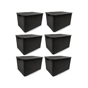 Kit 6 Caixas Organizadoras Rattan Preta 20 Litros Arqplast