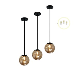 Kit 3 Pendente Preto Mesa Bancada Balcão Aparador + Led Vidr