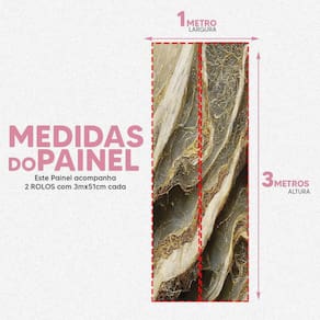 Papel De Parede Painel 3D Mármore Cinza Com Dourado 1M