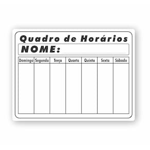 Quadro Planejamento Mensal - Planner - Horario 01