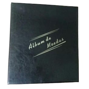 Álbum Acolchoado Grande Preto Para 200 Moedas 4 Argolas