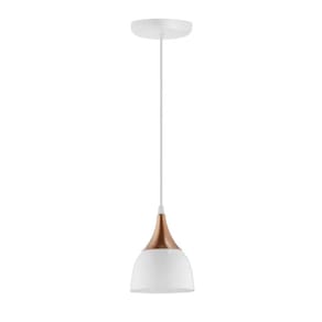 Pendente Vintage Branco Com Cobre Ø13,5Cm Bancada Acl01