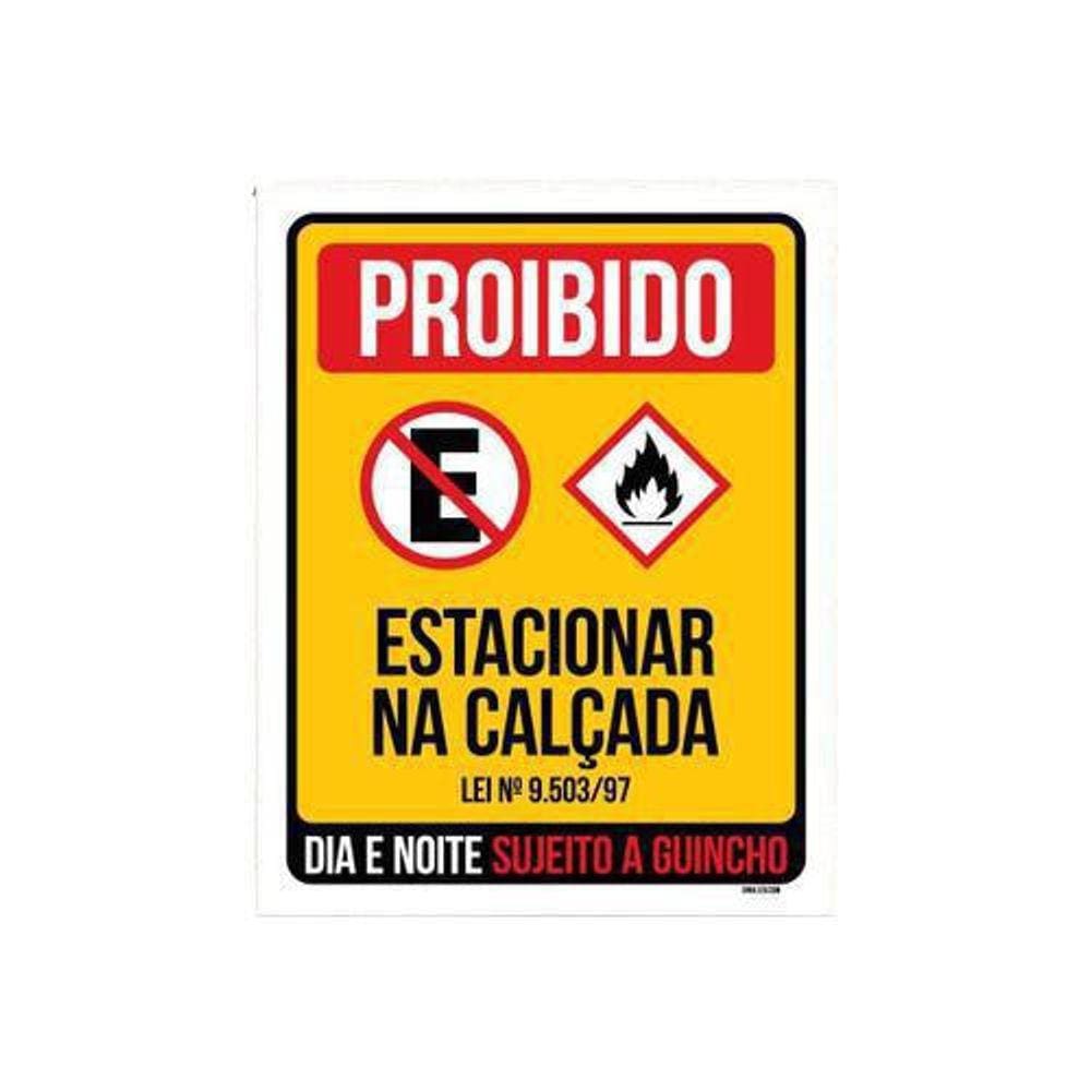 Kit 5 Placas  Proibido Estacionar Na Calçada Dia E Noite