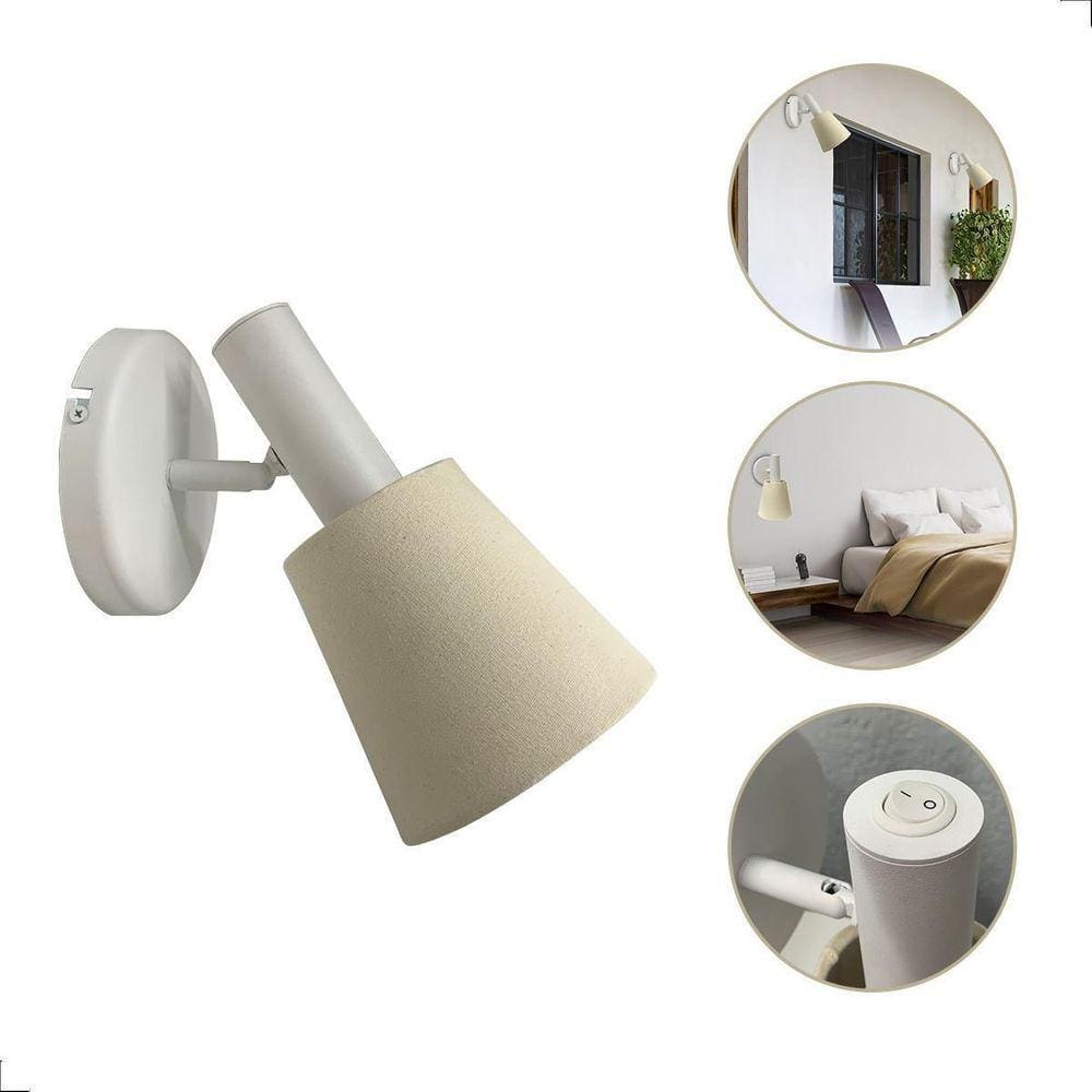 Arandela Parede Moderna Torcia Articulável Cupula Tecido Cru