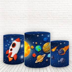 Trio De Capas Cilindros Tecido Sublimado Astronauta Fcc-545