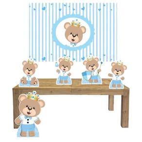 Kit Display Mdf Urso Principe Com 5 Peças + Painel Grande