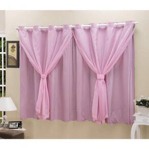 Cortina Blackout Pvc Com Tecido Voil 2,80 M X 1,60 M Rosa