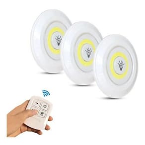 Kit 3 Lampada Luminaria Led Spot Sem Fio Controle Remoto Smd