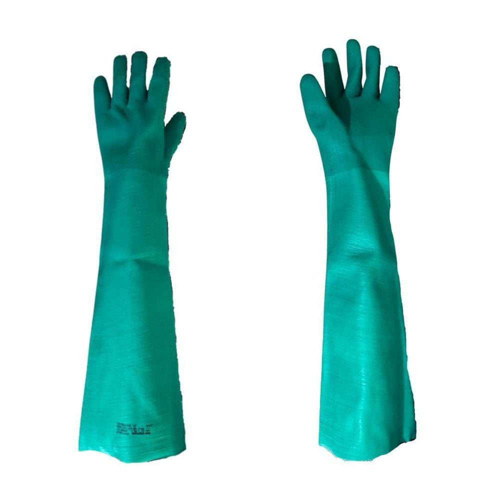 Kit 8 Luva Pvc Forrada Palma Áspera Plastcor Verde 60Cm C.A