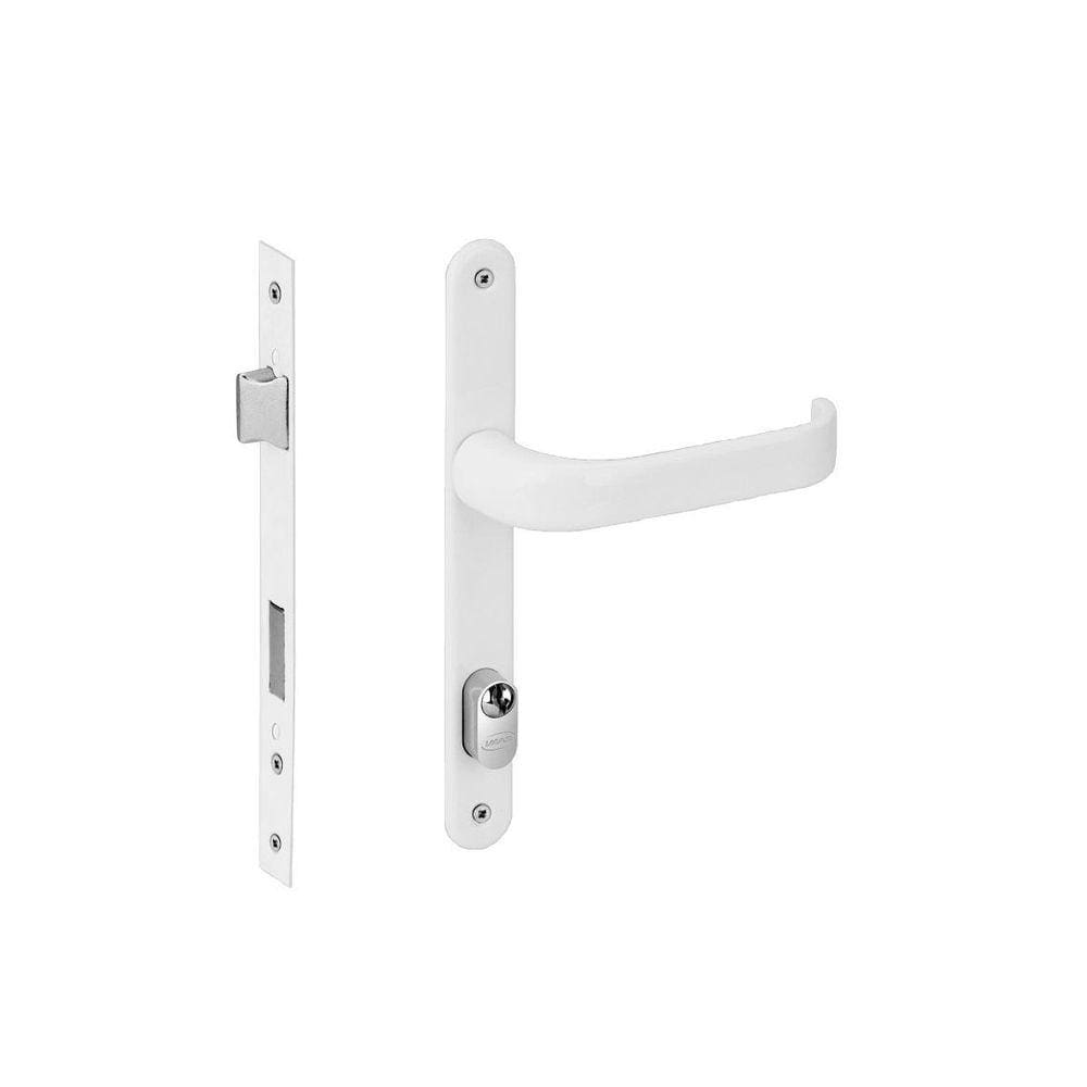 Fechadura Duna Branca Externa C/Cilindro Porta Aluminio Aco