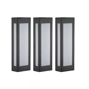 Kit 3 Arandela Externa Quintal 40Cm E-27 Preto Retangular