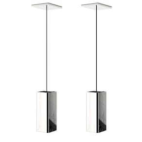 2 Pendentes Industrial Inox Quadrado Moderno Luminária Elg