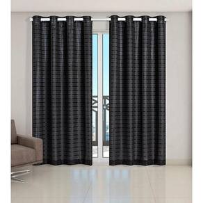Cortina Voil Xadrez Sala, Quarto E Cozinha 6,00 X 2,80 Preto
