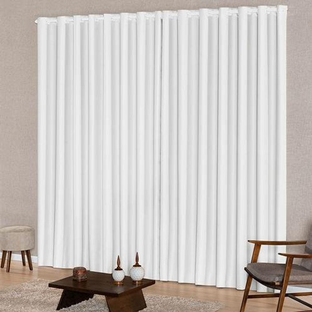 Cortina Para Sala Quarto Em Tecido Oxford Branco 3,00X2,50