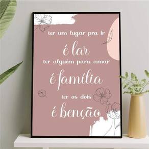 Quadro Ter Lar E Família É Benção 45X34Cm - Com Vidro Preta