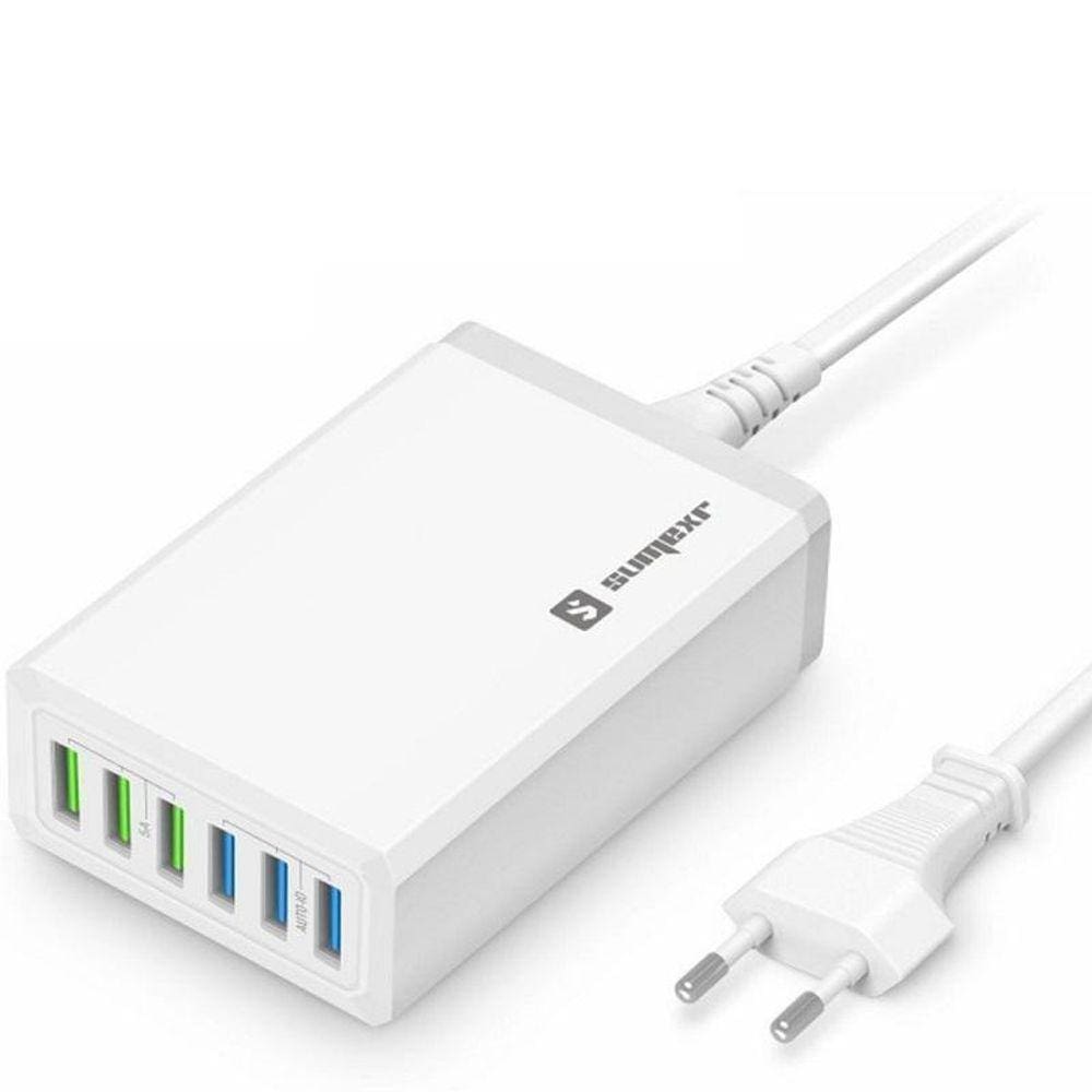 Carregador Tomada Sumexr Hub 6X Usb 10A 1,5M - Branco