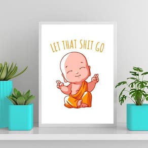 Quadro Buda Baby Let That Shit Go 45X34Cm - Com Vidro