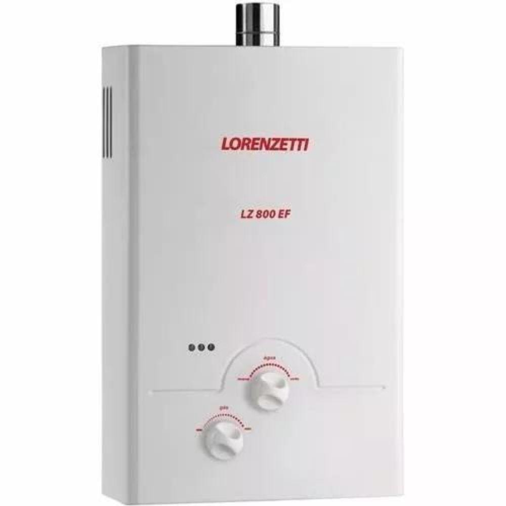 Aquecedor de água a gás 8 litros lorenzetti lz 800ef gás glp