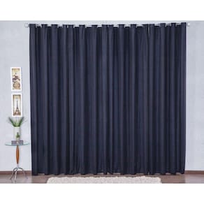 Cortina De Malha 200X160 Com Ilhós Sala De Jantar - Preto