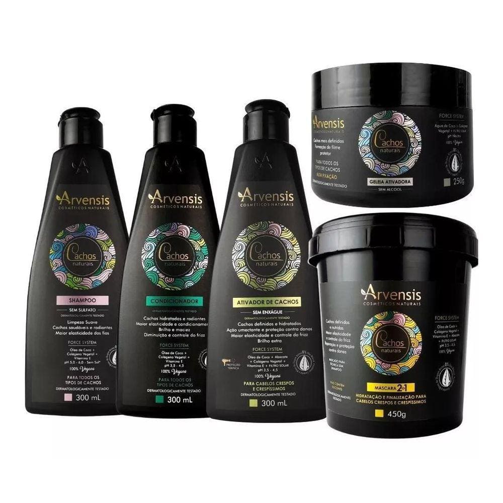 Kit Arvensis Shampoo Condicionador Ativador Mascara Geleia