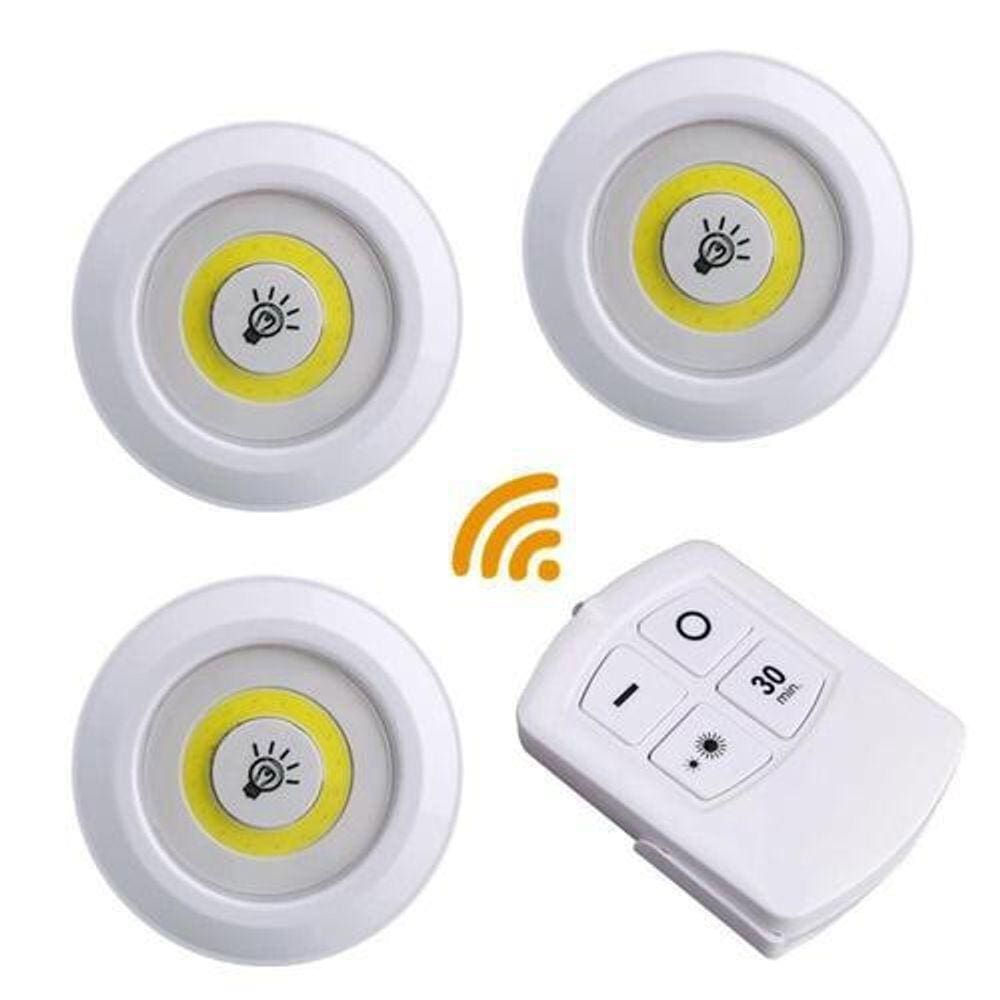 Lampada Led Luminaria Sem Fio Com Controle Remoto Kit Com 3