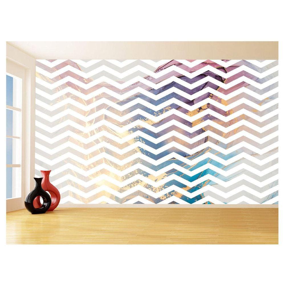 Papel De Parede 3D Sala Chevron Zig Zag Listras 3,5M Zig111