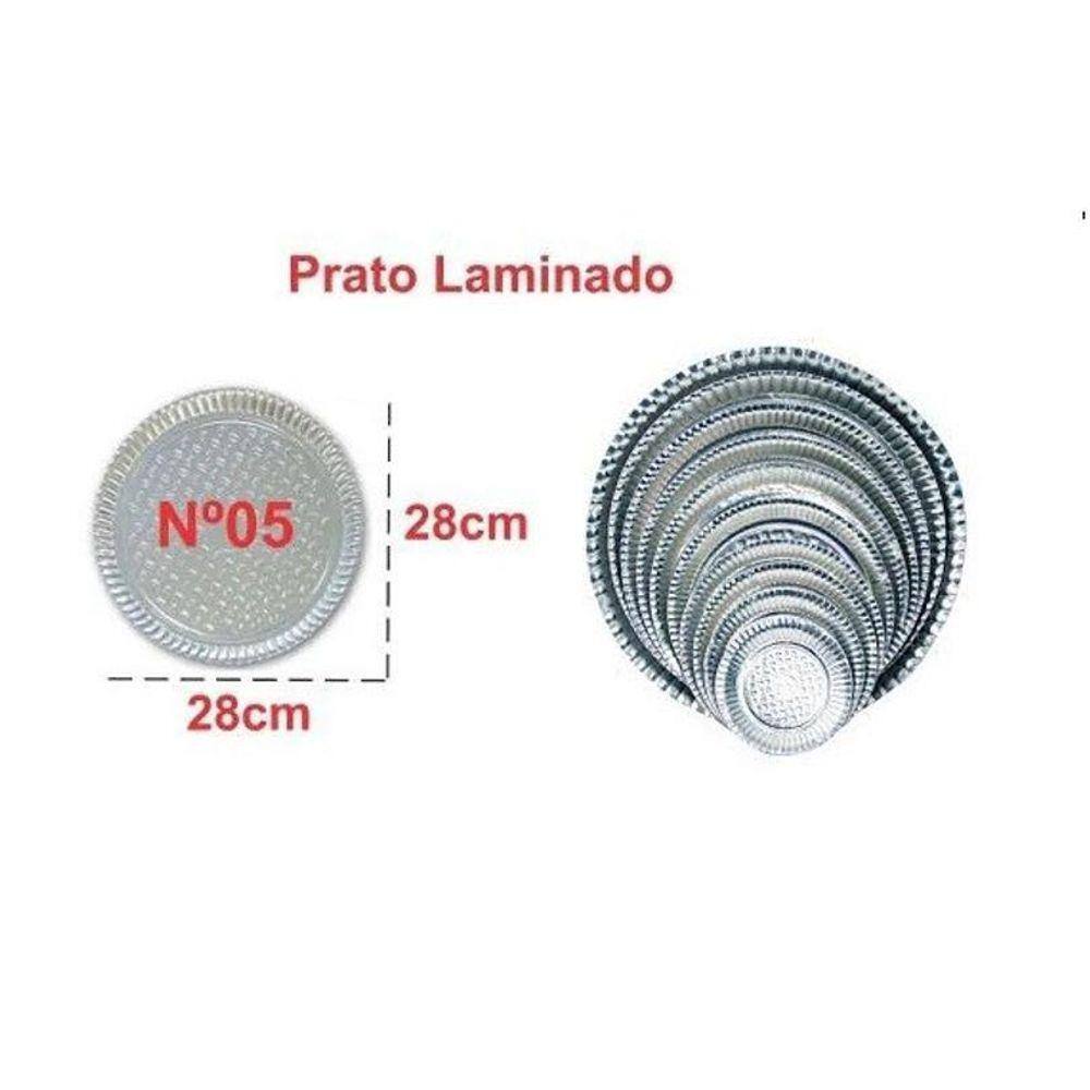 Prato Papelão Redonda Laminado Prata Nº05 28Cm C/100 Deska