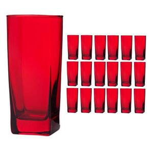 Copo Vidro 320Ml Suco, Água Bali Kit Com 18 Vermelho