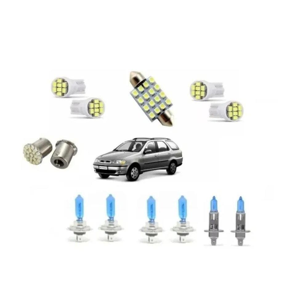 Kit Lâmpadas Led + Farol Fiat Strada Palio Siena 2001 A 2004