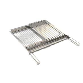 Grelha Em Inox Mista Moeda E Argentina Churrasco 50Cm Larg
