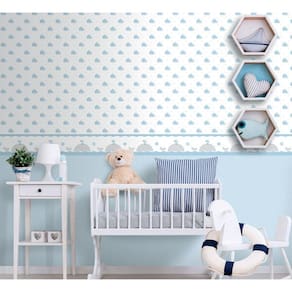 Papel De Parede Lullaby Baleia Azul 2231 - Rolo: 10M X 0,53M