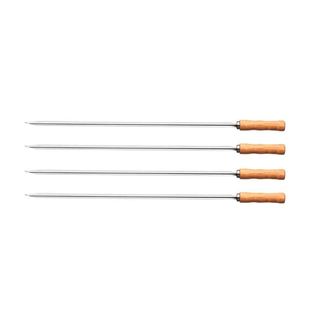 Espeto Duplo 70cm De Inox Com Cabo Madeira - Churrasco