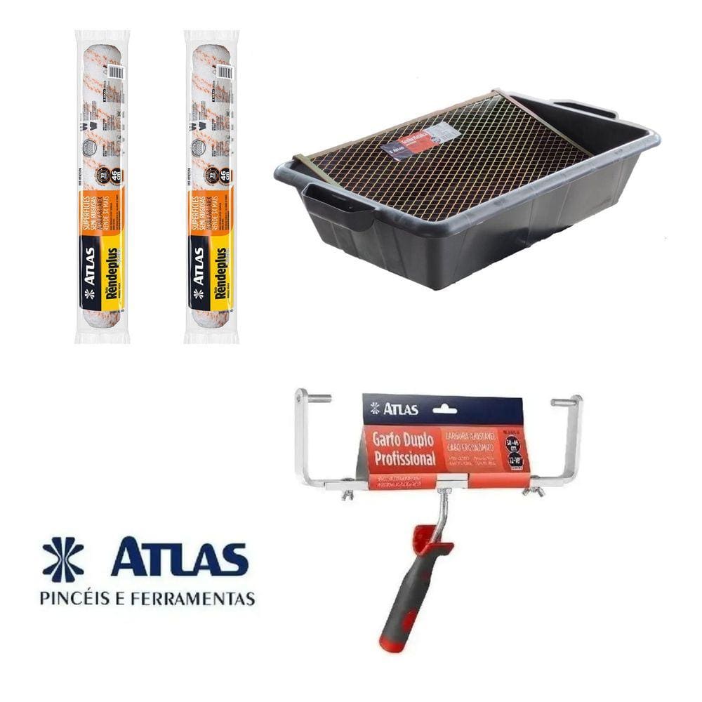 Kit Pintura Pro Duplo 46Cm Bandeja Garfo 2 Rolo Lã Rendeplus