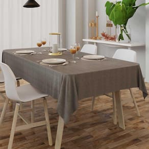Toalha De Mesa Cinza Retangular 8 Lugares Rústica 1,60X2,50