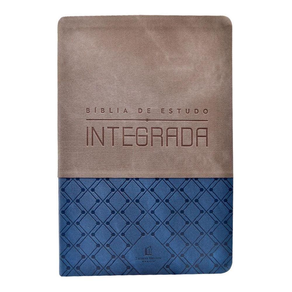 Bíblia De Estudo Integrada Nvi Couro Soft Azul E Grafite