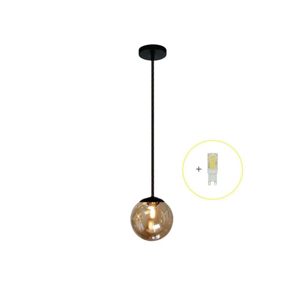 Pendente Preto Bancada Cozinha Cabeceira De Cama + Led Vi