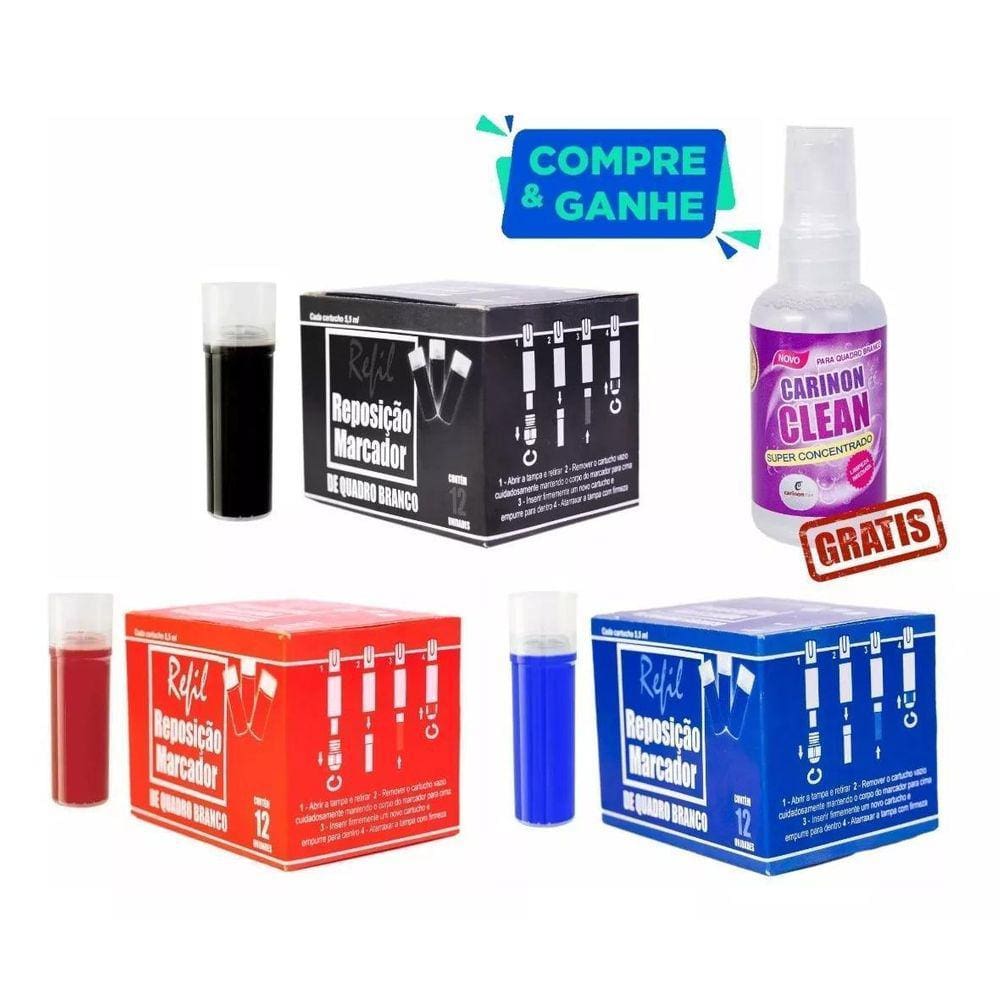 Kit 3 Caixa Refil Marcador Board Master Vbm Pilot + Limpador