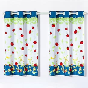 Cortina Gourmet Varão Cozinha Oxford 2Mx1,30M Joaninhas Azul