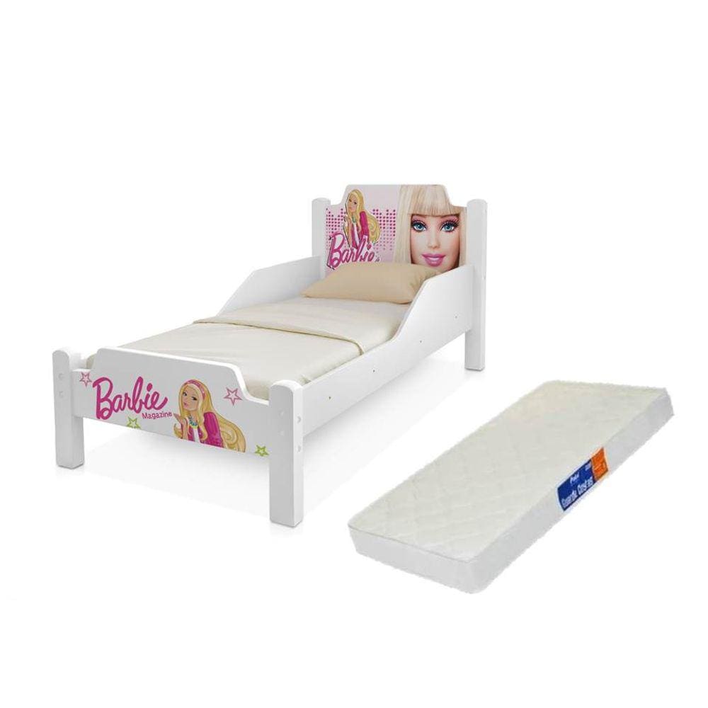 Mini Cama Juvenil Barbie com Proteção Lateral junto com colchão