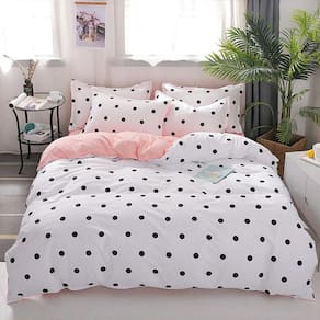 Jogo De Cama Casal Comum 6 Peças Pin Up Com Edredom Bicolor