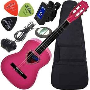 Kit Violão Infantil Eletroacústico 1/2 Nylon Cor Rosa Austin