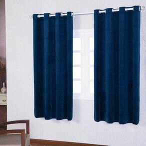 Cortina 5 Metros X 2,50Cm Suede Aveludado P Quarto - Marinho
