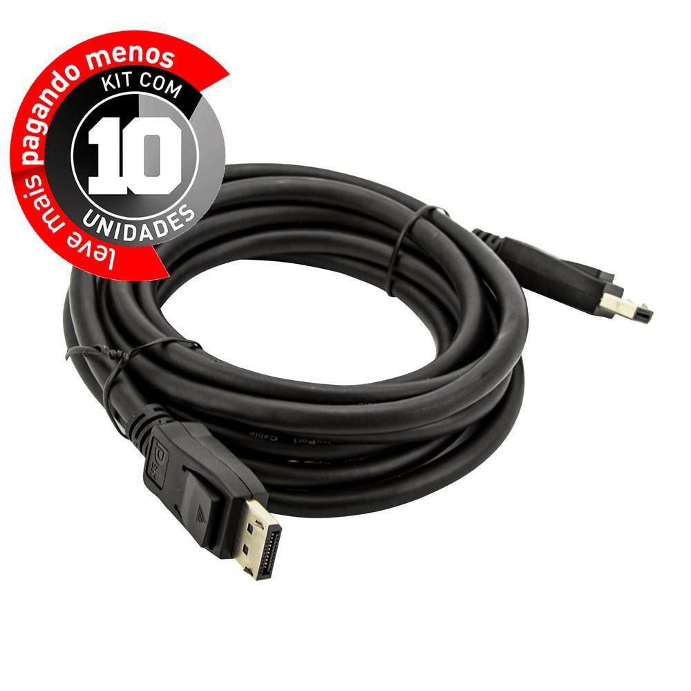 Cabo Displayport 8K - 3 Metros 120Hz - Kit Com 10