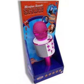 MICROFONE INFANTIL AMPLIFICADOR DE VOZ SEM FIO COM LUZ E SOM KARAOKE COM  ESPELHO ROSA MENINAS