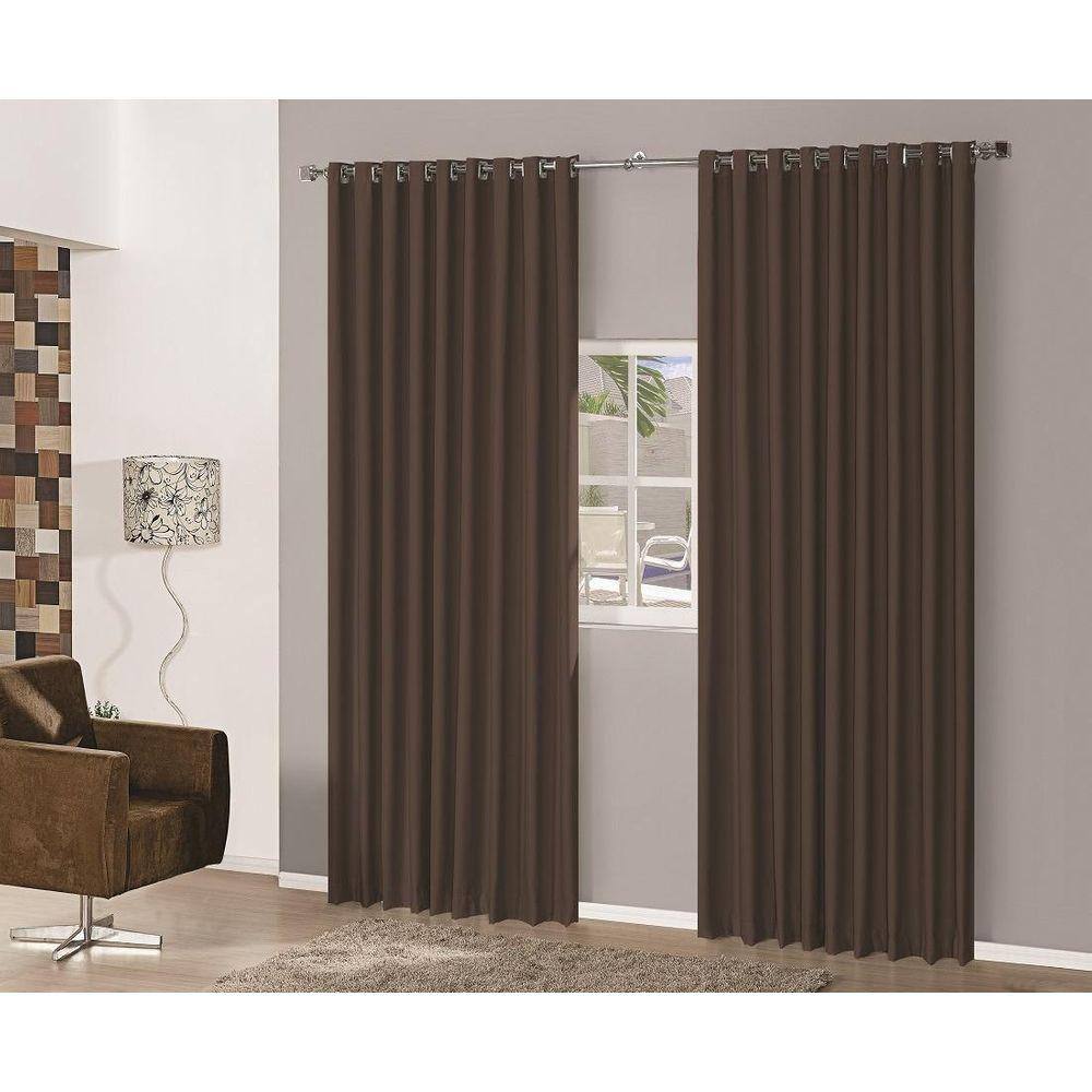 Cortina Sala Quarto Em Tecido Semi Blackout Marron 4,00X2,50