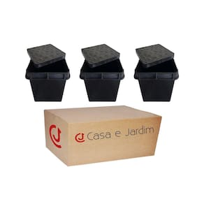 Kit 3 Caixa Com Tampa Para Aterramento Inspeção 25Cm Reforçada