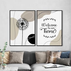 Kit 2 Quadros Welcome To Our Home 33X24Cm Preta