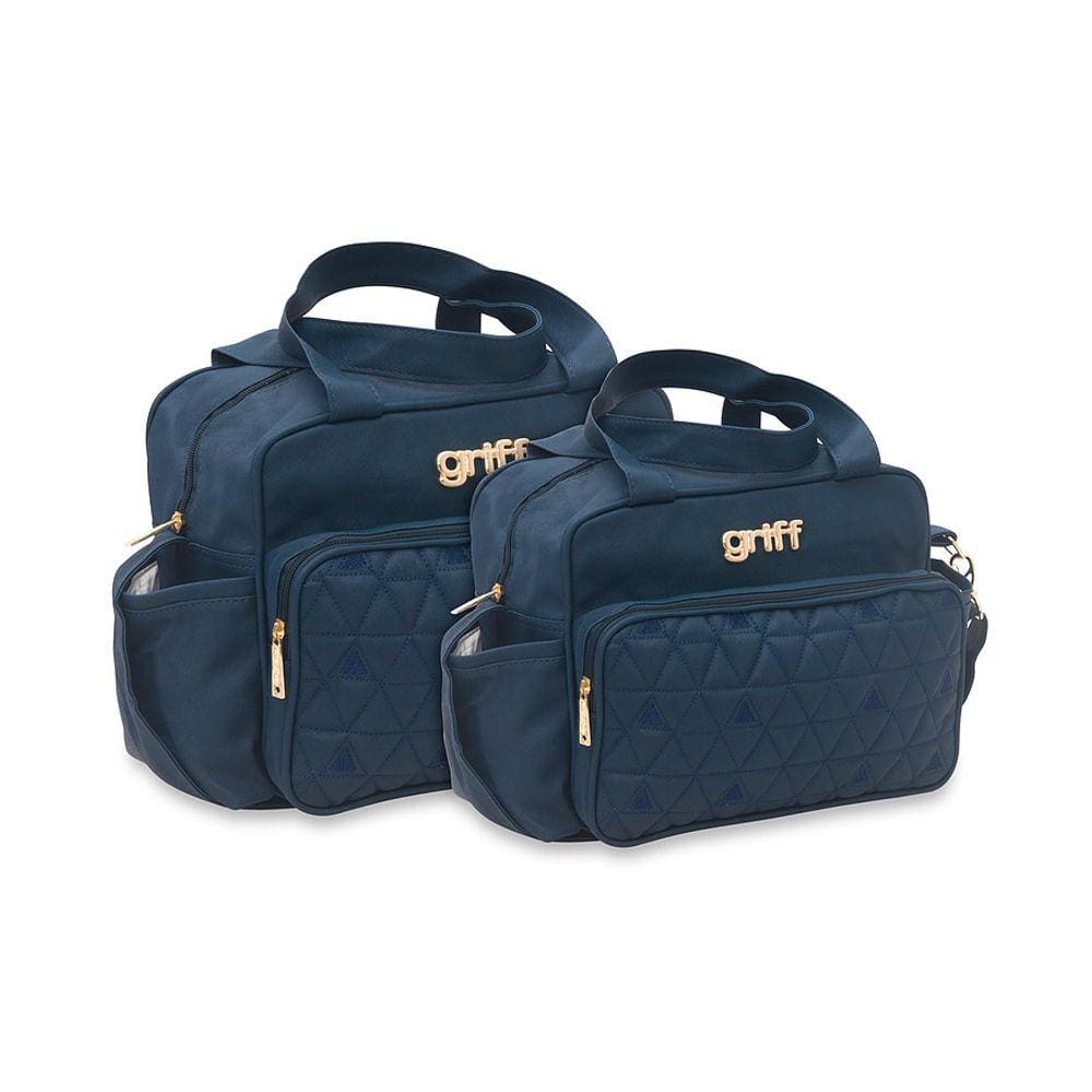 Kit bolsa bebê maternidade marinho griff retrô 2 peças