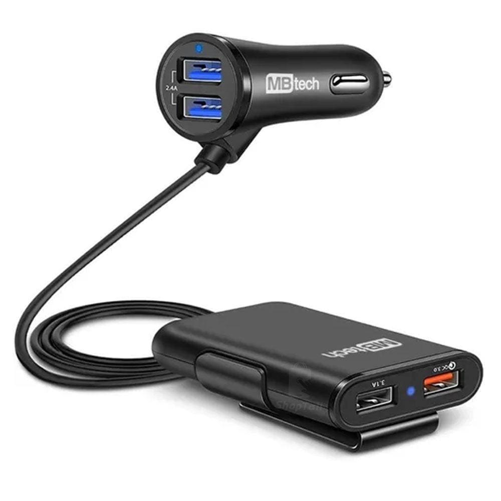Carregador Veicular Turbo 36W 4 Saídas Usb Cabo 1.8 Mestos Homologação: 20541309203